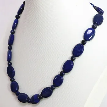 Niedawno niebieski lapis lazuli 13*18 mm naturalny owalne kulki 6 mm element dystansowy akcesoria wysokiej klasy kobiety diy naszyjnik 18 cali B1449