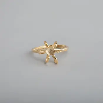 Nieregularny kamień Bolec pazur pierścień 925 srebro różowe złoto regulowany pierścień ustawienia DIY dostawy wnioski 1294147