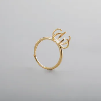 Nieregularny kamień Bolec pazur pierścień 925 srebro różowe złoto regulowany pierścień ustawienia DIY dostawy wnioski 1294147
