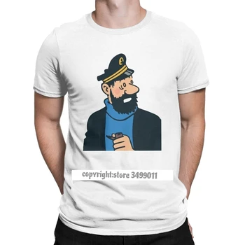 Niesamowite Kapitan Пикша Przygody Tintin ' A Koszulki Mężczyźni Okrągły Kołnierz Czystej Bawełny T-Shirt Odzież