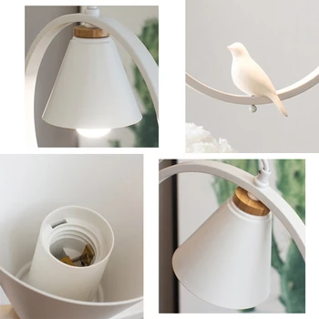 Nordic Bird Lamp Modern Iron Art Ring wiszące lampy do pokoi dziecięcych podwieszana lampa stolik żarówka LED E27 Home Decor oprawy