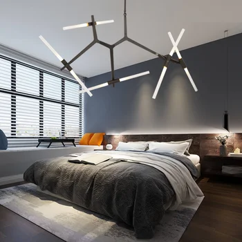 Nordic Post-Modern Black/Golden Dimmable Chandeliers Herringbone LED G9 Lights For Bedroom Restaurant Living Room Decoration