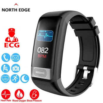 NORTH EDGE ECG PPG męskie zegarek bransoletka pomiar ciśnienia zakres ciśnienia tętna Monitir aktywność fitness tracker zegarek