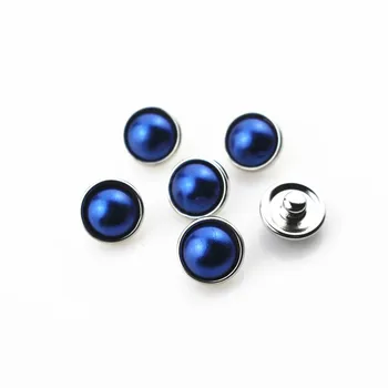 Nowa dostawa 20 szt./lot 12 mm niebieski perła przystawki przycisk imbir przystawki przyciski do 12 mm przystawki bransoletka diy biżuteria