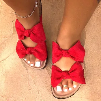 Nowa dostawa afrykańskie kobiety domowe kapcie sexy płaskie obcasy slajdy moda motyl-węzeł Pantera pozbawione PVC podeszwy Damskie sandały