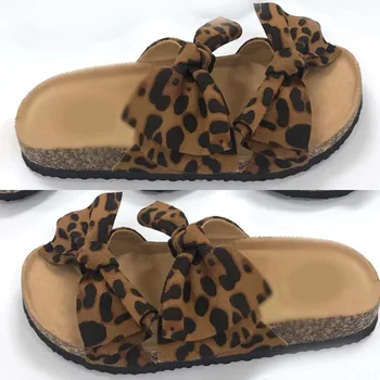 Nowa dostawa afrykańskie kobiety domowe kapcie sexy płaskie obcasy slajdy moda motyl-węzeł Pantera pozbawione PVC podeszwy Damskie sandały