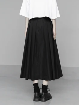 Nowa japońska czarna torba z wysokim stanem projekt osobowości kieszonkowy spódnica plisowana spódnica spódnica spódnica spódnica