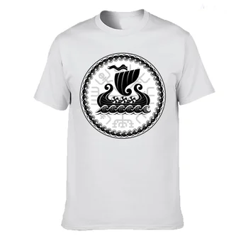 Nowa letnia koszulka Viking Islandzkich Vegvisir Compass Rune Amulet Men T-shirt Crew Neck Casual bawełniane bluzki plus size