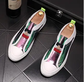 Nowa luksusowa obuwie męskie mokasyny poślizgu na wysokiej jakości designerskie obuwie męskie mokasyny buty trampki męskie zielone białe