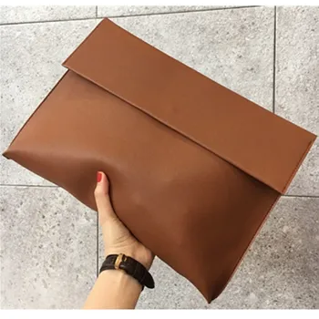 Nowa moda 2019 kobiety A4 portfolio luksusowy 13 calowy notebook Torba koperta ogromny wieczorny kopertówka skórzana projektant brązowy, czarny