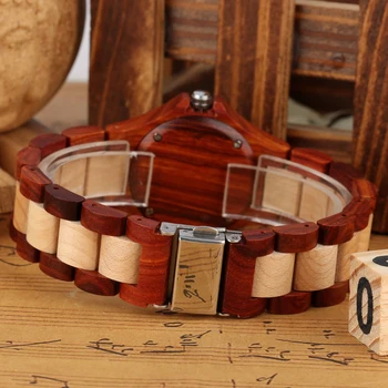 Nowa moda Czerwone drzewo sandałowe Кленовое drzewo cyfry rzymskie tarcza kwarcowy zegarek pełna drewniana bransoletka retro drewniane zegarki dla mężczyzn kobiet