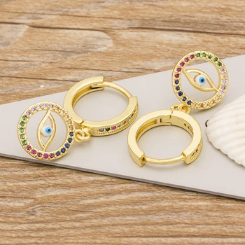 Nowa moda klasyczny serce krzyż oczy kształt kolor złoty kolczyki multi-kolor miedź CZ kamienie biżuteria prezent dla kobiety dziewczyny