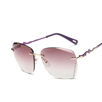 Nowa moda luksusowy brand design okulary bez oprawek kobiety lato fajne duże ramki gradient okulary oculos de madeira UV400