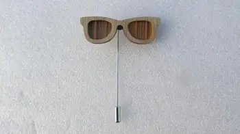 Nowa moda męskie akcesoria bambusowe, drewniane okulary klapy pin męskie broszka