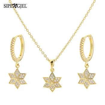 Nowa moda sześciennych Cyrkon sześć gwiazdek naszyjnik wisiorek Złoty Kolor taśmy gwiazd naszyjnik Neckalce dla kobiet biżuteria prezent 2020