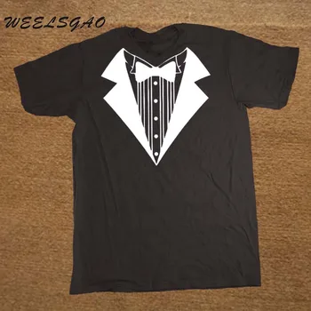 Nowa Nowość Męskie Koszulki Smoking Koszulki Retro Krawat Śmieszne Camisetas Mężczyźni O Neck Top T-Shirt Casual Fitness Odzież Męska