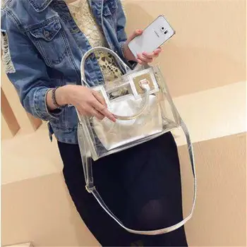 Nowa przezroczysta przezroczysta PVC torba na ramię Lady Candy Color Lady Jelly Bag torebka Solid Color Tote Bag Pouch Main Femme Handba