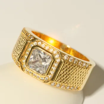 Nowa wyprzedaż męskie 18KRGP złoto 1.5 ct Diamant pave cz Austria Kryształ Kamień pierścionek zaręczynowy obrączki chłopcy rozmiar 7-12 prezent