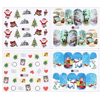 Nowe 48 arkuszy Nail Art Water Decals Christmas Manicure Transfer Stickers Nail Art Decoration akcesoria do paznokci Śniegu i Łoś