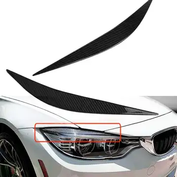 Nowe BMW M3 F80 F82 f83 urządzenia M4-2017 prawdziwe włókno węglowe para samochodu przedni reflektor powieki pokrywa osłona brwi