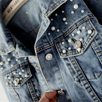 Nowe damskie kurtki jeansowe vintage denim kurtka casual damskie skręcić w dół kołnierz kieszeni linkę krótkie płaszcze płaszcz plus rozmiar 5XL J272