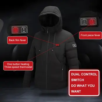 Nowe, elektryczne, ogrzewane kurtki odkryty kamizelka USB z długimi rękawami elektryczny ogrzewanie z kapturem kurtka ciepła zimowa termiczna odzież