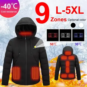 Nowe, elektryczne, ogrzewane kurtki odkryty kamizelka USB z długimi rękawami elektryczny ogrzewanie z kapturem kurtka ciepła zimowa termiczna odzież