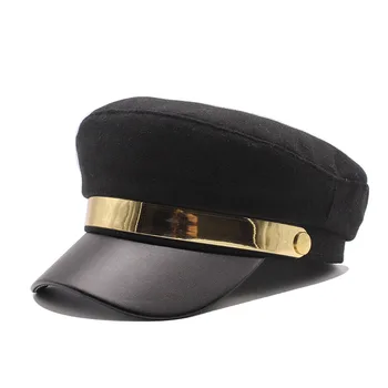 Nowe jesienne ośmiokątny kapelusze dla kobiet płaska wojskowa czapka z daszkiem panie stałe czapki damskie zimowe, berety kapelusz gorra militar