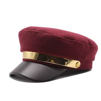 Nowe jesienne ośmiokątny kapelusze dla kobiet płaska wojskowa czapka z daszkiem panie stałe czapki damskie zimowe, berety kapelusz gorra militar