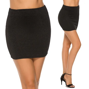 Nowe Mini Spódniczki 2021 Lato Sexy Dziewczyny Spódnice Codzienne Pakowanie Hip Krótkie Spódnice Kobiety Grube Biurowe Partii Kobiet Srebrny Czarny