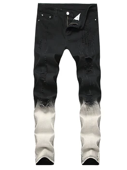 Nowe męskie dżinsy czarny i szary kolor odpowiedni Męskie spodnie długie męskie stretch kolano otwór marka fajne jeansy dla mężczyzn