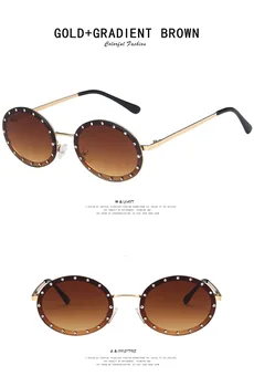 Nowe owalne diamentowe punk-metalowe okulary przeciwsłoneczne Trend retro moda damska UV400 okulary Oculos De Sol