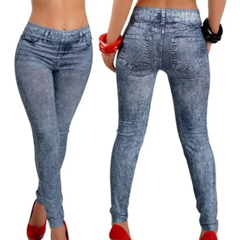 Nowe Sexy Kobiet Denim Płatki Śniegu Stretch Skinny Spodnie Modne Miękkie Rajstopy Legginsy Czarne I Niebieskie Spodnie Jeansowe