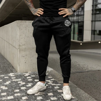 Nowe spodnie do biegania moda męska Slim-Fit spodnie dresowe Męskie siłownie fitness-ćwiczenia Fitness-spodnie bawełniane stretch spodnie