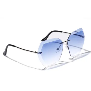 Nowe sześciokątne okulary bez oprawek 2021 odzież firmowa konstrukcja typ soczewki ochrona UV400 okulary vintage moda UV400