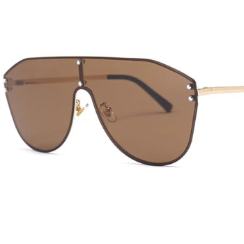 Nowe unikalne nity brązowe okulary Moda 2020 kobiece odcienie duża ramka gradientu punkty mężczyzn marki projektant przewymiarowany okulary UV400