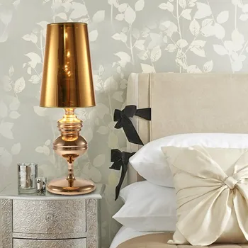 Nowoczesne lampy stołowe Guard Hat lampy stołowe do sypialni, salonu, gabinetu czytania Tafellamp Gold Silver LED E27 Lampara De Mesa