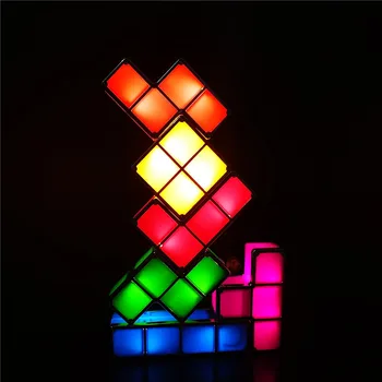 Nowoczesny Tetris LED kolorowe zebrany dzieci DIY twórczy nocne prezent na Urodziny dekoracja zabawka lampa
