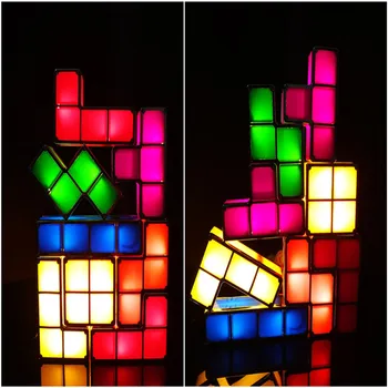 Nowoczesny Tetris LED kolorowe zebrany dzieci DIY twórczy nocne prezent na Urodziny dekoracja zabawka lampa