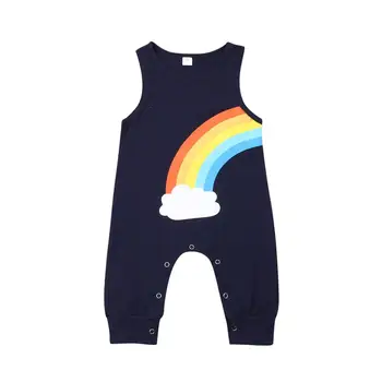 Noworodki Chłopcy Dziewczyny Rainbow Kombinezon Bawełniany Kombinezon Spodnie Bez Rękawów Osłona Garnitur Gry Kostiumy Odzież