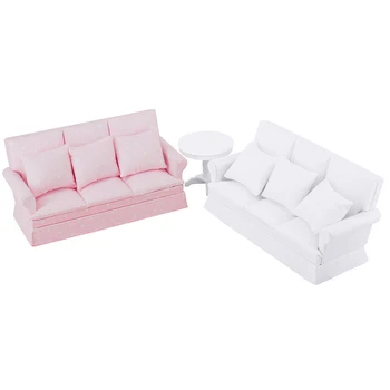 Nowy 1/12 domek dla lalek sofa z poduszką oparcia mini sofa krzesło meble model zabawki do dekoracji domu Lalek miniaturowe akcesoria