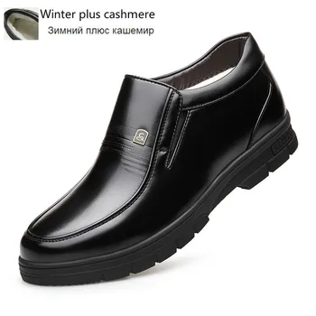 Nowy 2020 z aksamitnej męskie skórzane buty antypoślizgowe Biznesowa klasyczna Ботильонная buty śnieg ciepła czarna robocza zimowa buty
