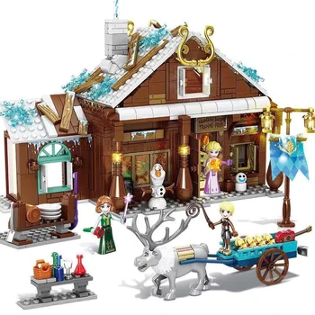 Nowy 2021 Disney The Frozen Elsa Magical Ice Castle Set Princess Anna Stacking Building Blocks Toy Bricks jest kompatybilny ze wszystkimi markami