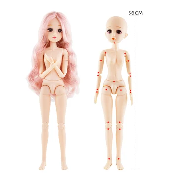 Nowy 36 cm lalka BJD 22 wspólnych makijaż lalki 4D oczu nagie ciało kręcone długie włosy dojrzała moda DIY lalki zabawki dla dziewczynek elf na półce