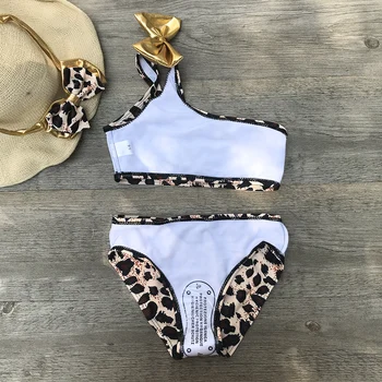 Nowy 3szt dzieci Baby Girls bikini Leopard z otwartymi ramionami 2020 cebula zestawu bikini stroje kąpielowe strój kąpielowy strój Kąpielowy kostium odzież A291