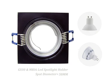 Nowy czarny kwadratowy do wbudowania led lampa sufitowa regulowana rama do MR16 GU10 lampa Downlight uchwyt