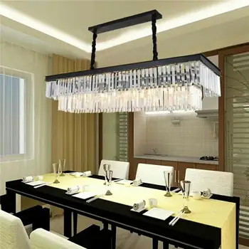 Nowy duży E14 LED Kryształ luksusowy prostokątna lampa wisząca nowoczesne, kreatywne żelazne lampy do jadalni, holu Darmowa wysyłka