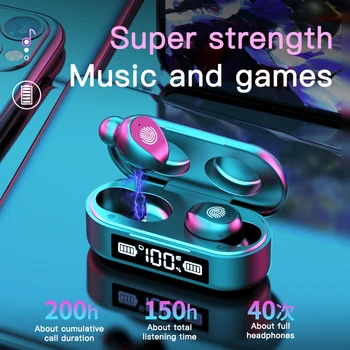 Nowy F9 TWS mini słuchawki Bezprzewodowe słuchawki 9D HIFI Bluetooth 5.0 zestaw słuchawkowy wyświetlacz led sterowanie dotykowe słuchawki HD mikrofon