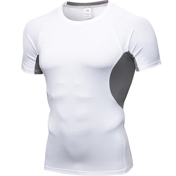 Nowy krótki rękaw sportowa koszulka do biegania mężczyźni Qucik suchej sportowy top oddychająca fitness gęsta koszulka Kulturystyka odzież sportowa Męska t-shirt