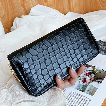 Nowy leopard długi portfel dla kobiet sztuczna skóra zamek torebka kopertówka damska torebki modne torebki dla telefonów komórkowych torba dla kart